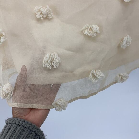 Polagram Chic lined cropped Pom Pom top cream sz S cute girly dainty - Picture 3 of 9